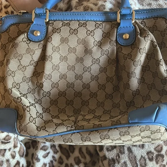 Gucci Tan and Blue Shoulder Bag - Picture 7 of 12